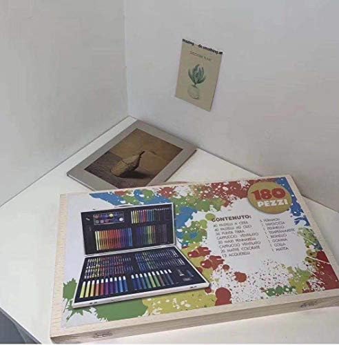 180 Piece Wooden Art Markers Brief Case Box