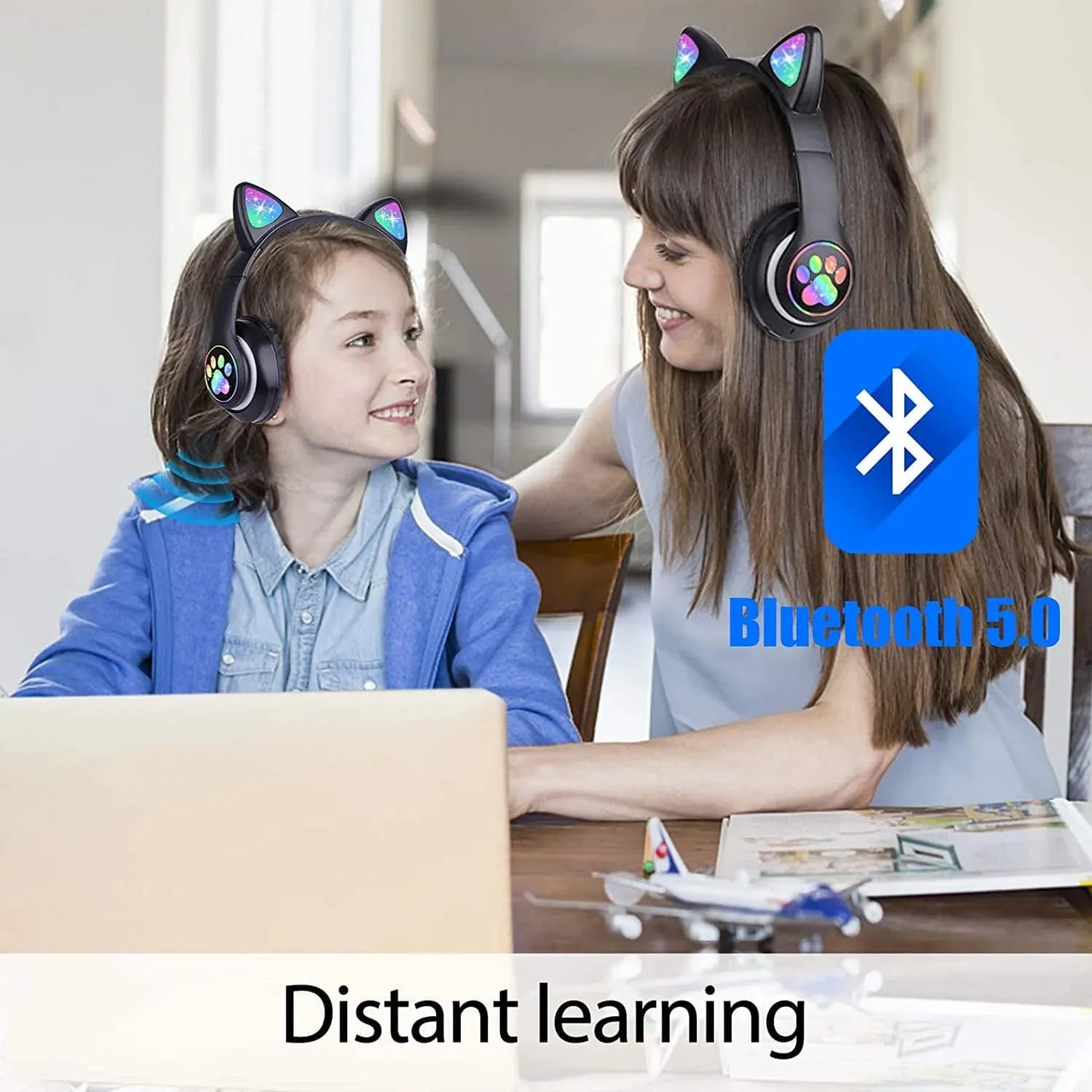 Foldable Bluetooth Cat Headphones With Light