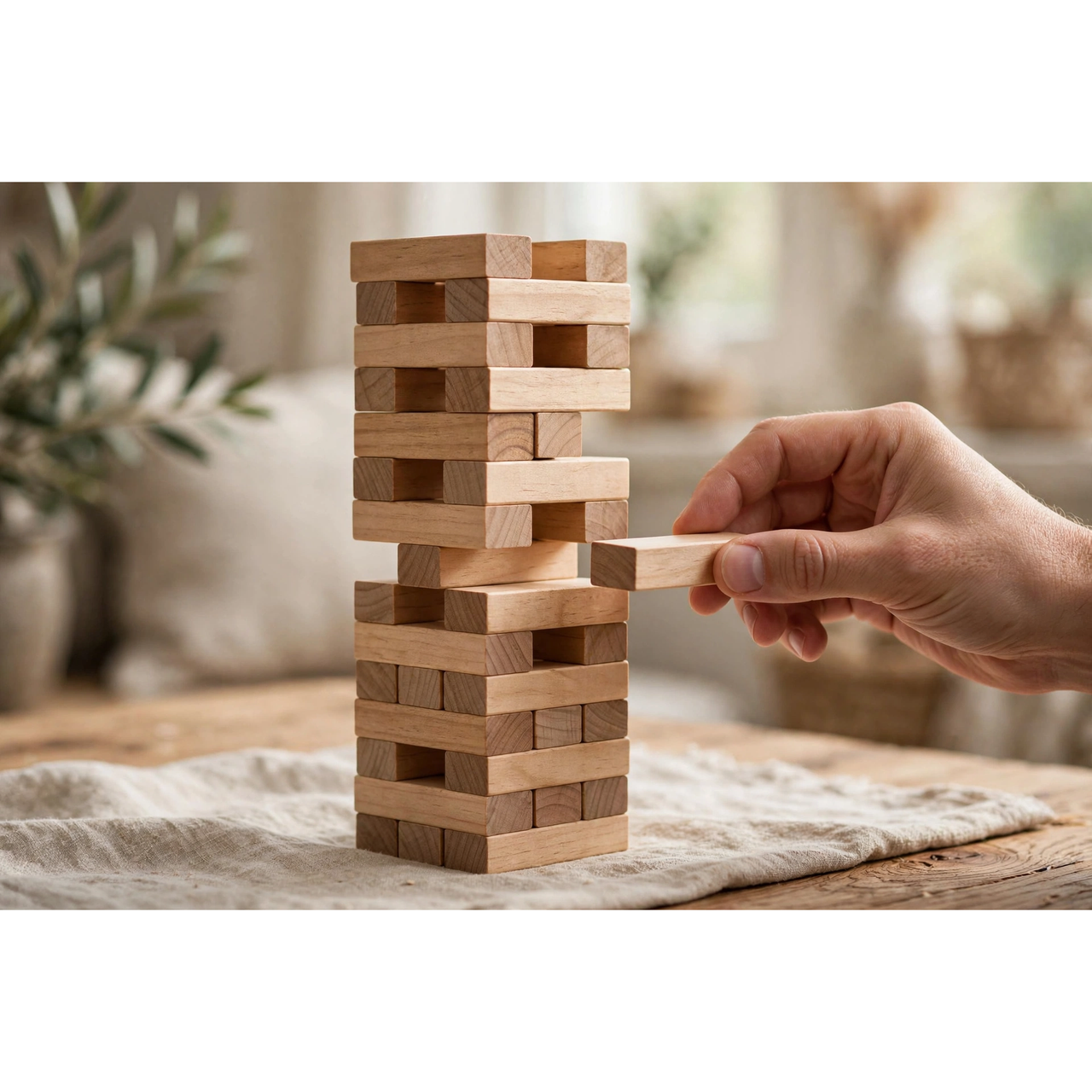Spin Master Jumblin' Tower Stacking Game — in use