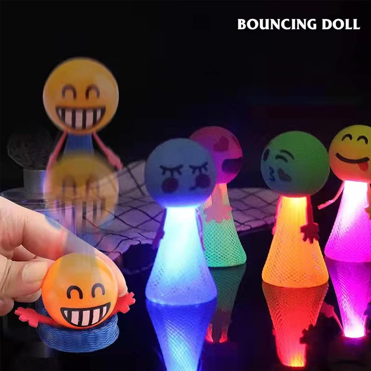 Pack Of 3 Emoji Jumping Popper Spring Toy