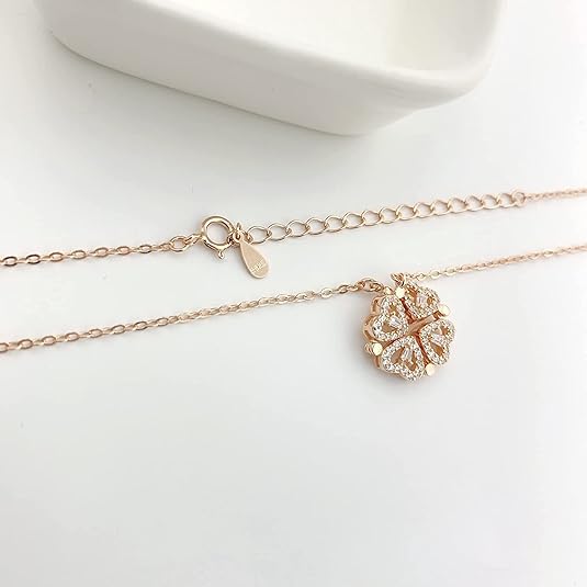 4pcs Heart Magnetic Rose Gold Necklace