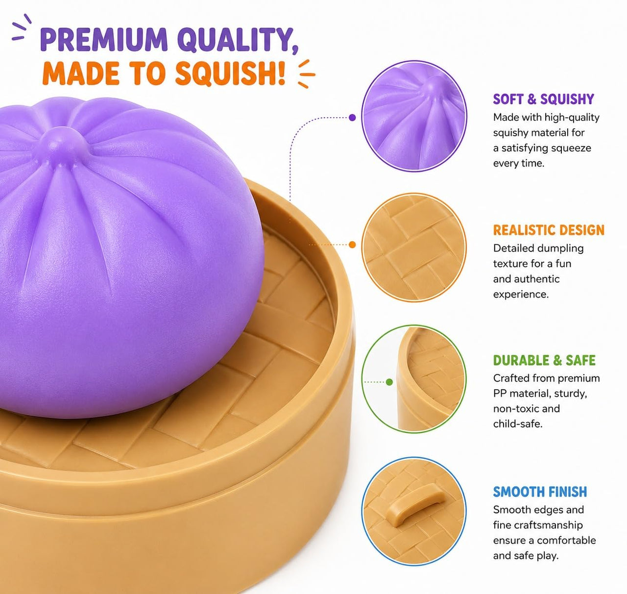 Squishy Dumpling Sensory Fidget Stress Ball (1Pcs)