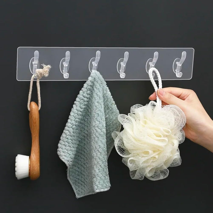 Transparent Adhesive Wall 6 Hook Strip