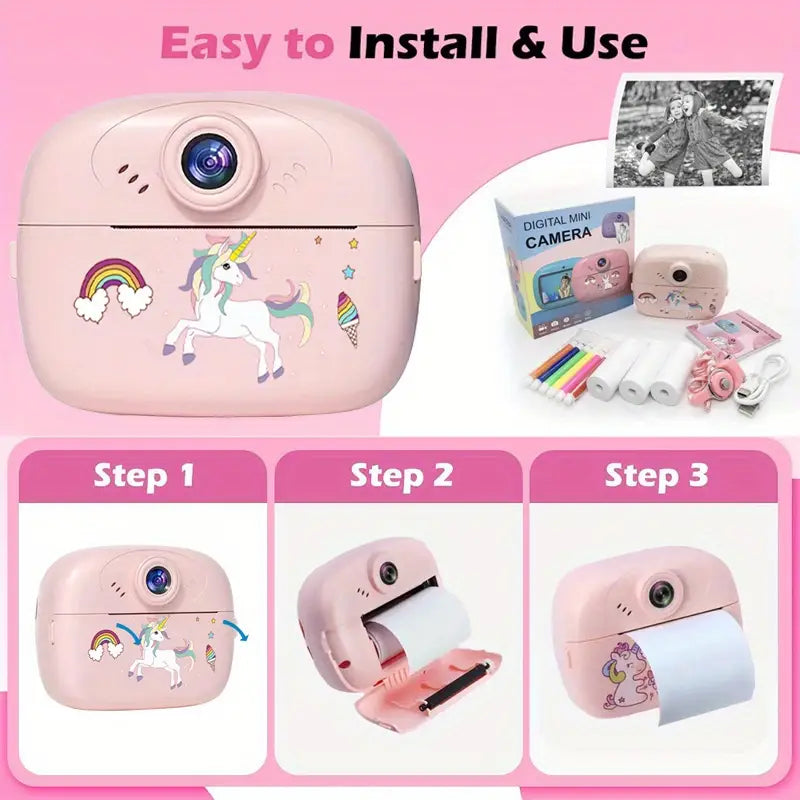 Multifunction Unicorn Instant Print Kids Dual Camera With VideoGraphy And Photography