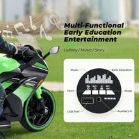 Thumbnail for 12V Kids Motorcycle with Training Wheels, Colorful Lights And Music