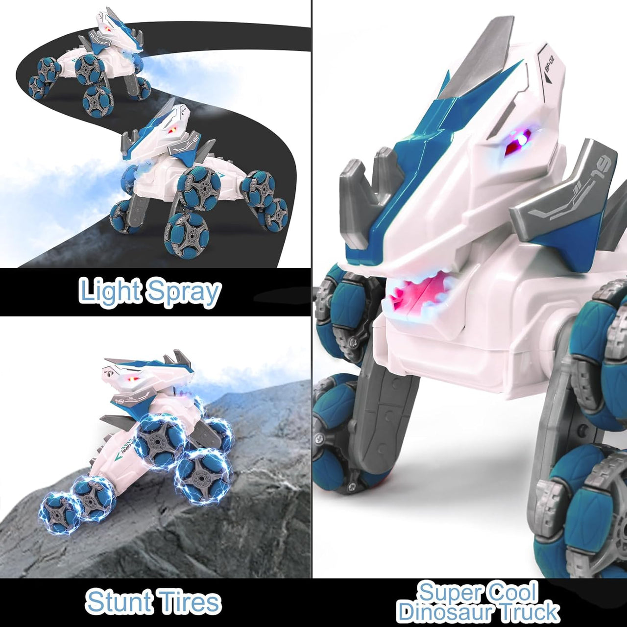 360 Rotate Remote Control Stunt Dinosaur With Light And Sound