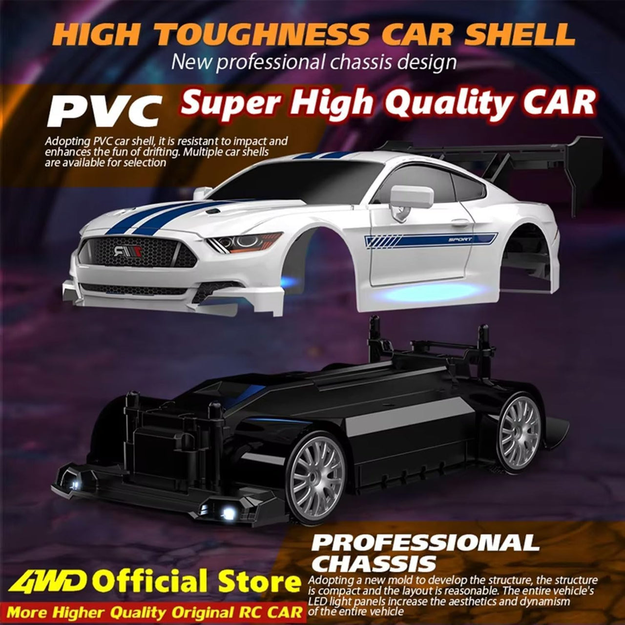 1.24 Scale High-Speed 4WD RC Drift Car 20KMH