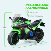Thumbnail for 12V Kids Motorcycle with Training Wheels, Colorful Lights And Music