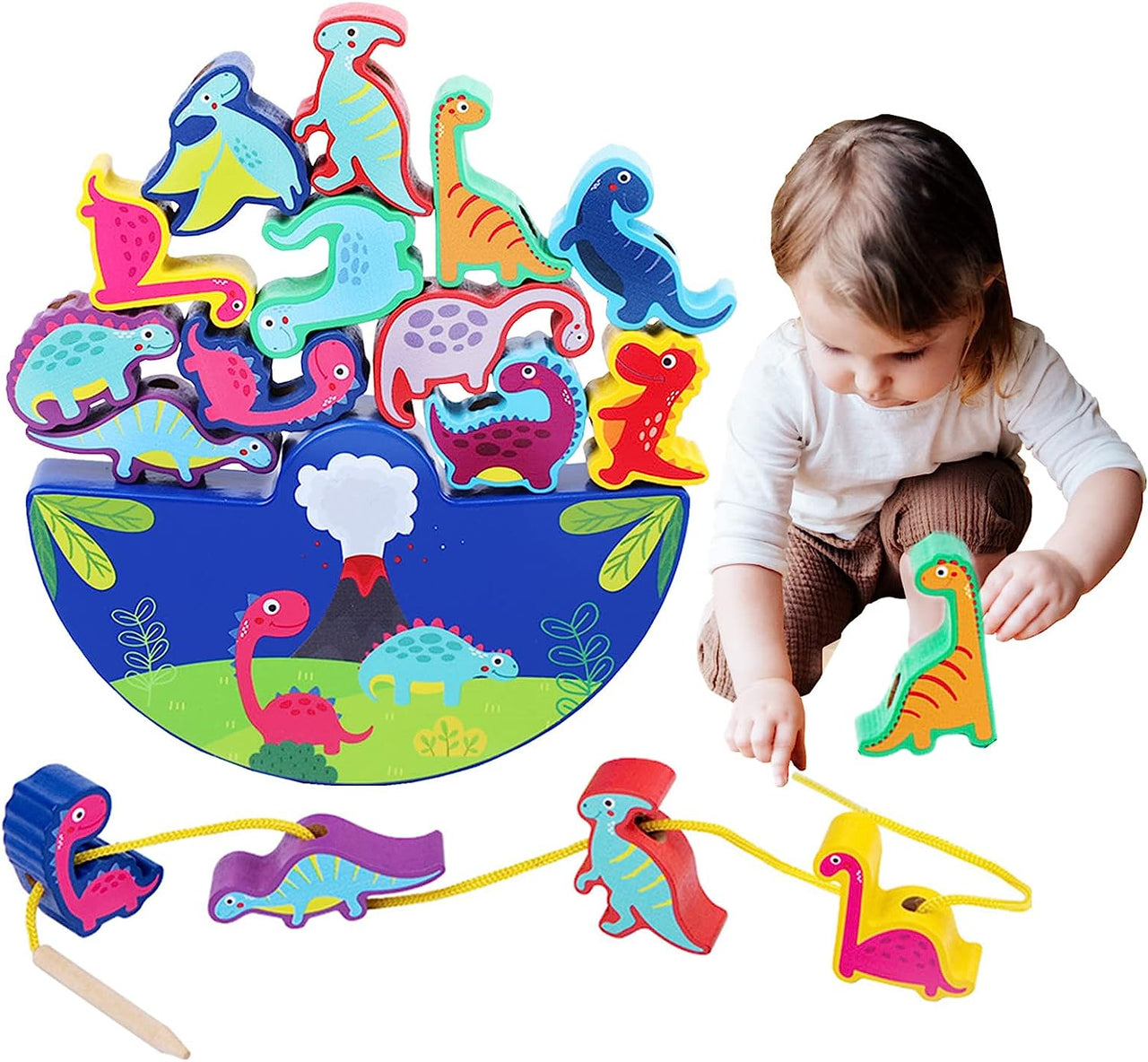 Dinosaur Wooden  Stacking Toy For Kids