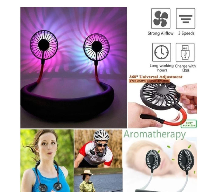 Portable Hanging Neck  Fan With Light
