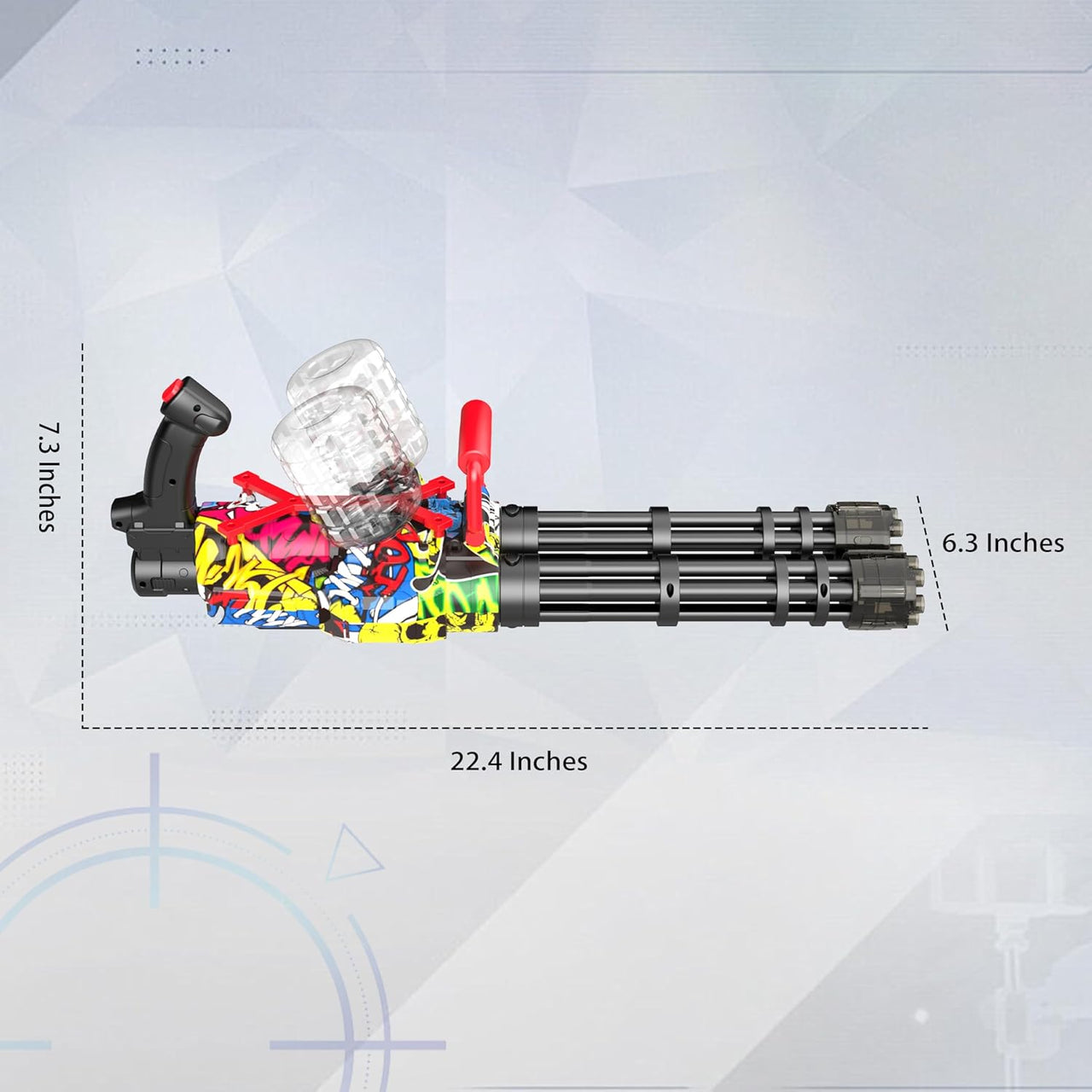 Rotating Barrels Gel Ball Machine Gun With Light