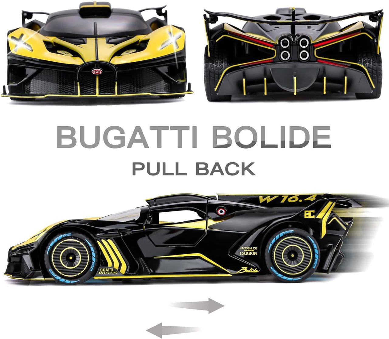1:24 Scale Diecast Bugattti Bolide  Horn & Smoke
