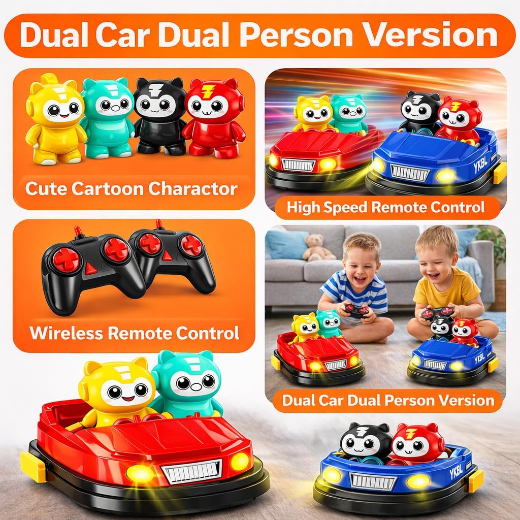 2 Player Bump And Go Remote Control Bumper Car Set