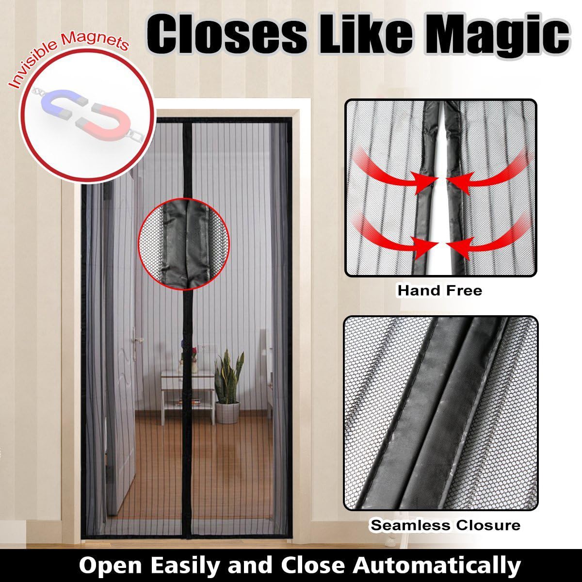 Magnetic Mesh Door Screen Anti-Insect And Bug Proof