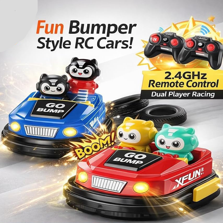 2 Player Bump And Go Remote Control Bumper Car Set