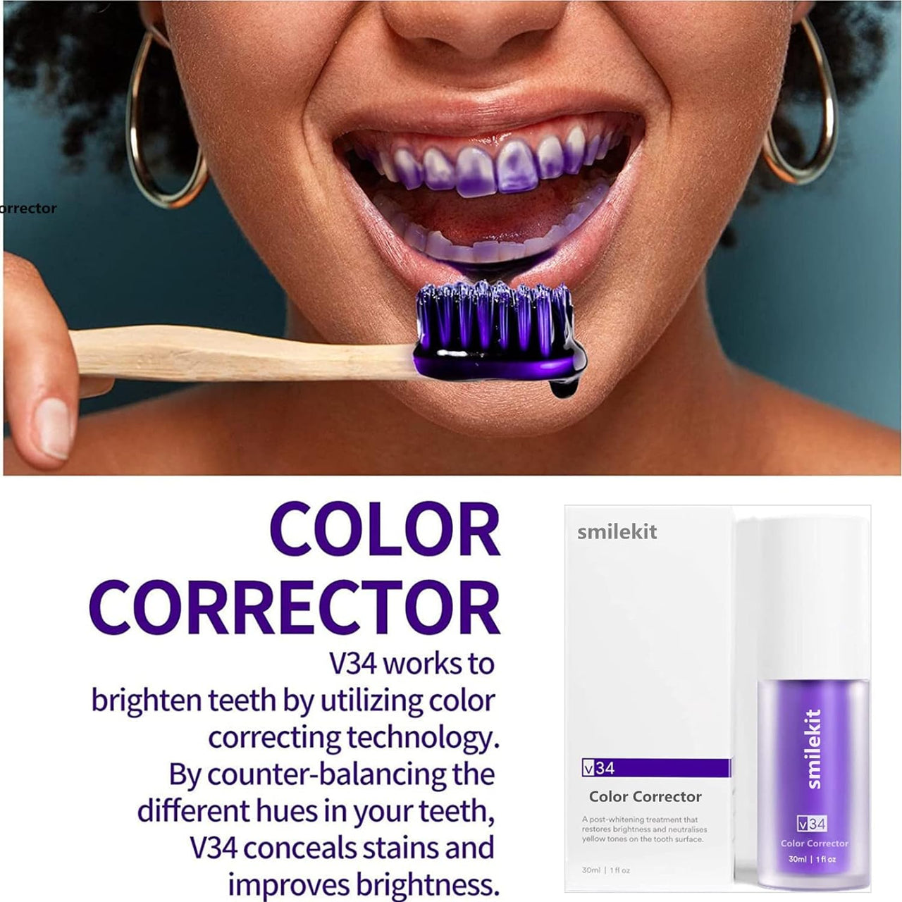 Smilekit Teeth Color Corrector  Purple Teeth Whitening Toothpaste