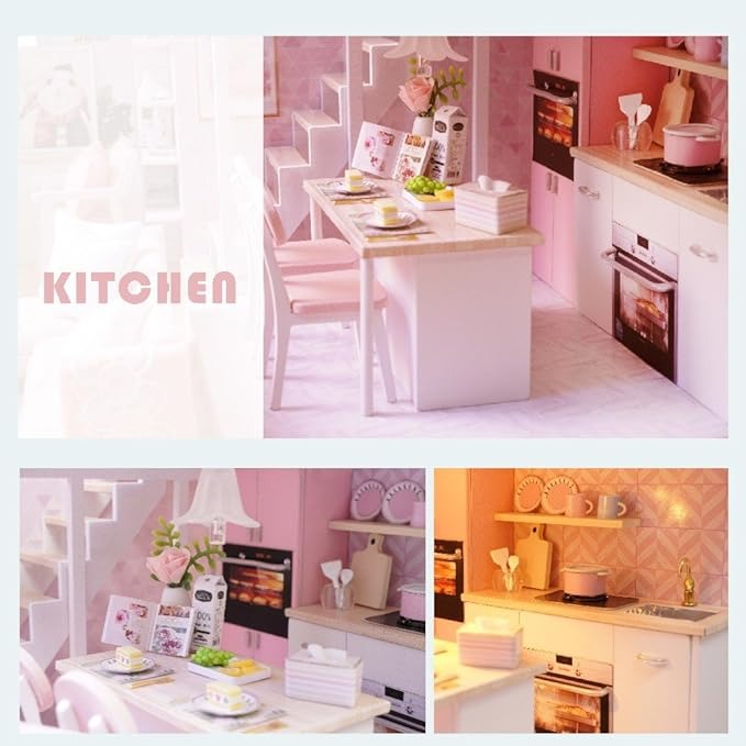 DIY Dollhouse Kit with Furniture and Music Movement
