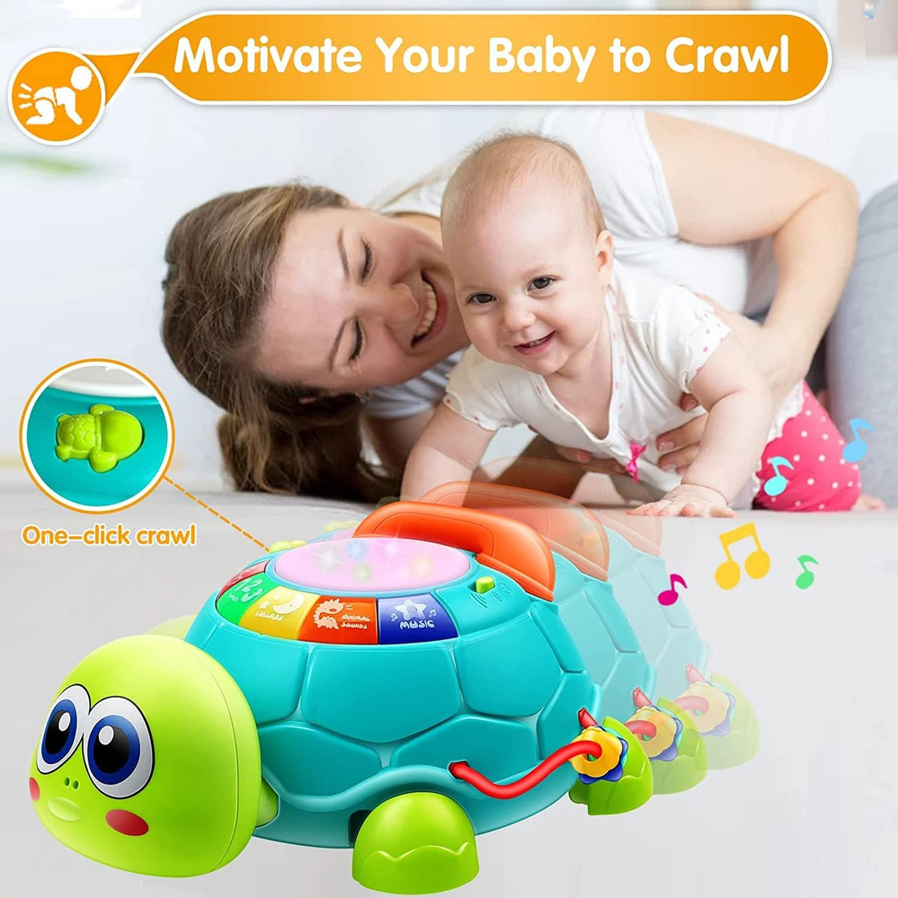 Multifunction Crawling Turtle Phone With Light And Sound