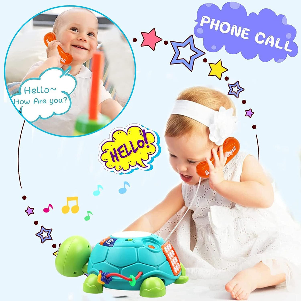 Multifunction Crawling Turtle Phone With Light And Sound