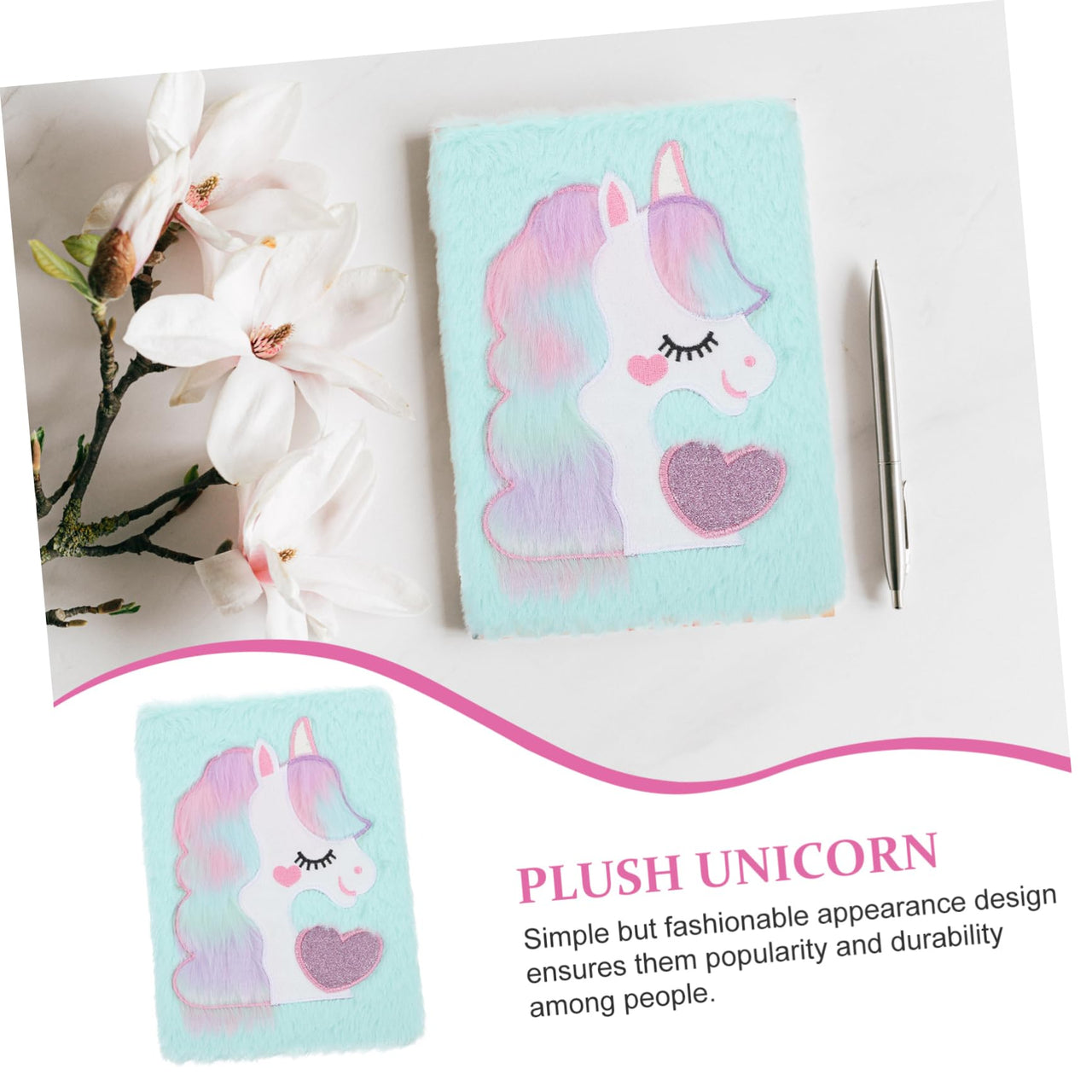 Unicorn Cartoon Plush Cover Notebook