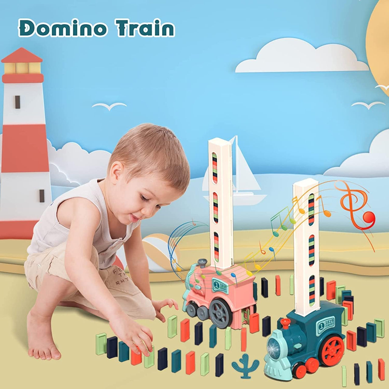 Automatic Domino Train with 60 Blocks