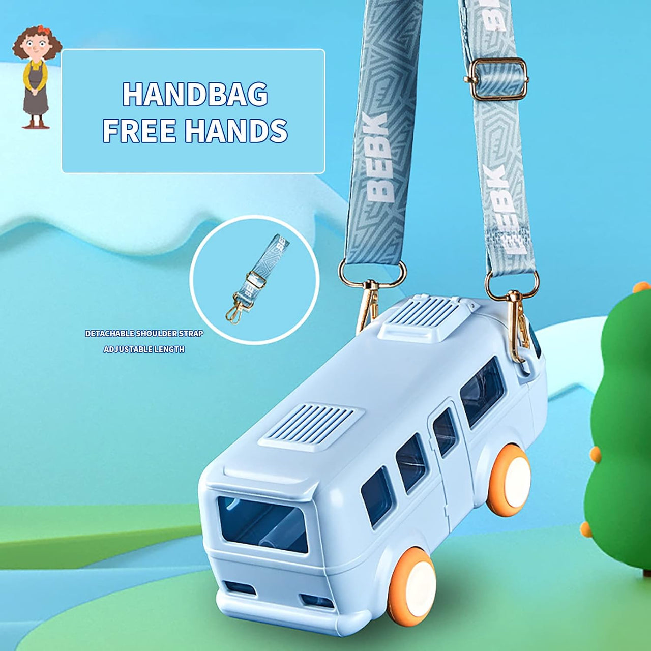 Portable Bus Water Bottle With Silicone Straw