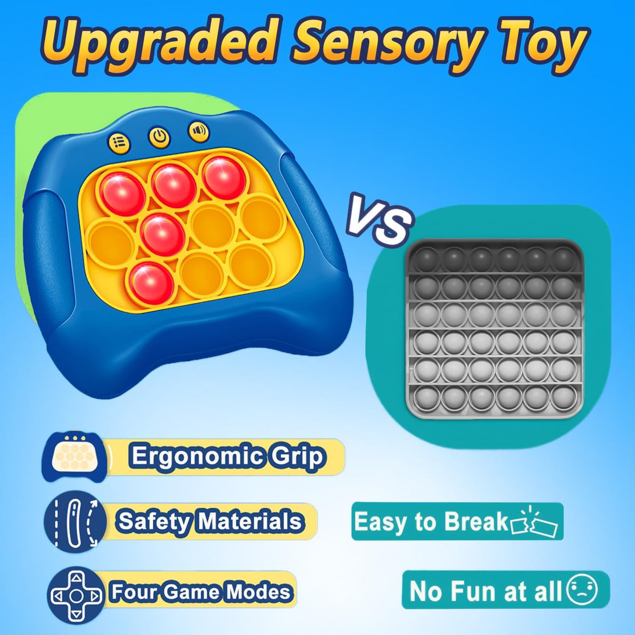 Light-Up Squeeze Poppet Sensory Push Pop Bubble Toy