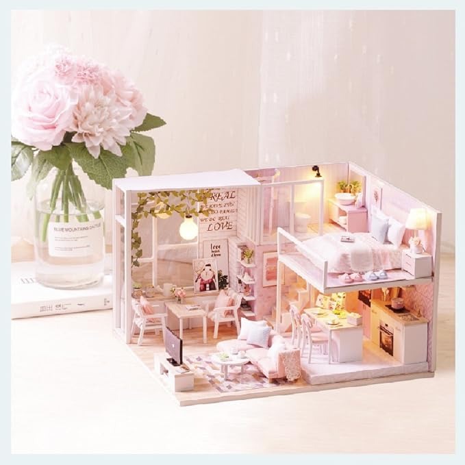 DIY Dollhouse Kit with Furniture and Music Movement
