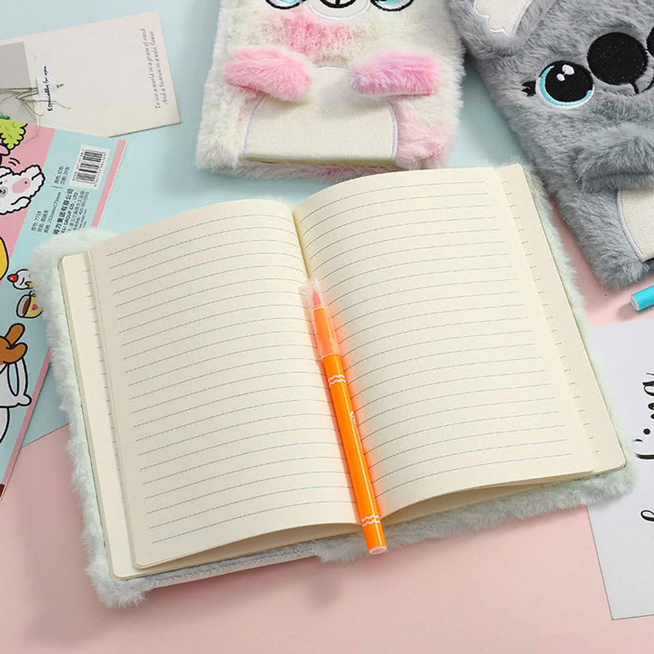 Koala Cartoon  Fuzzy Plush Writing Notepad