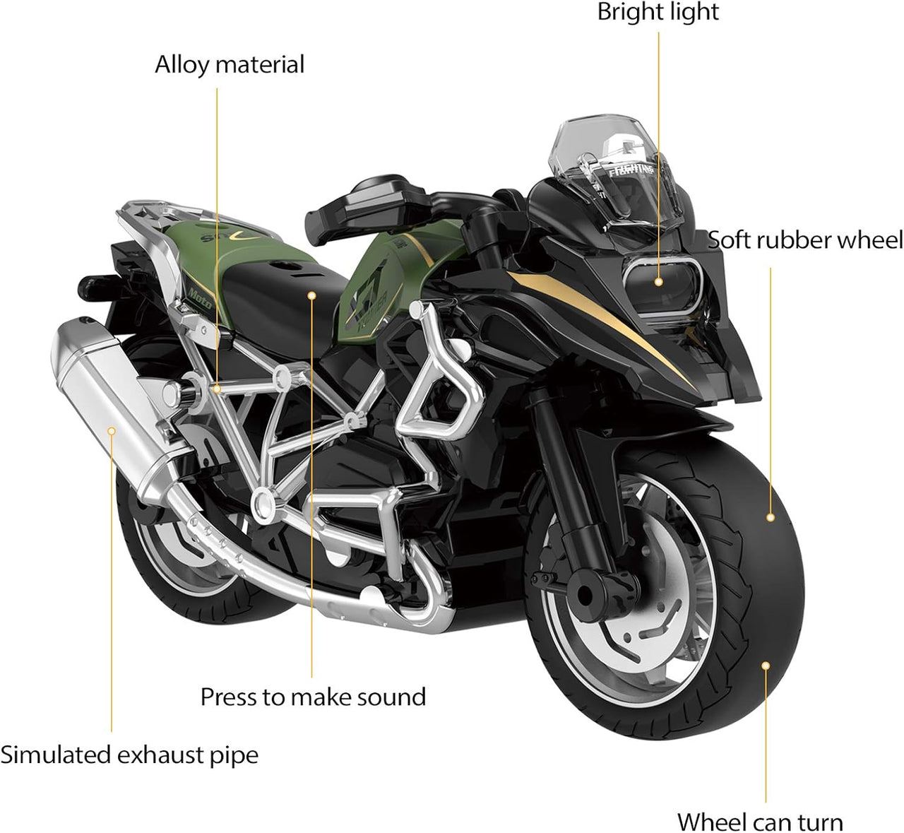 1:8 Scale Diecast Motorcycle with Light and Sound