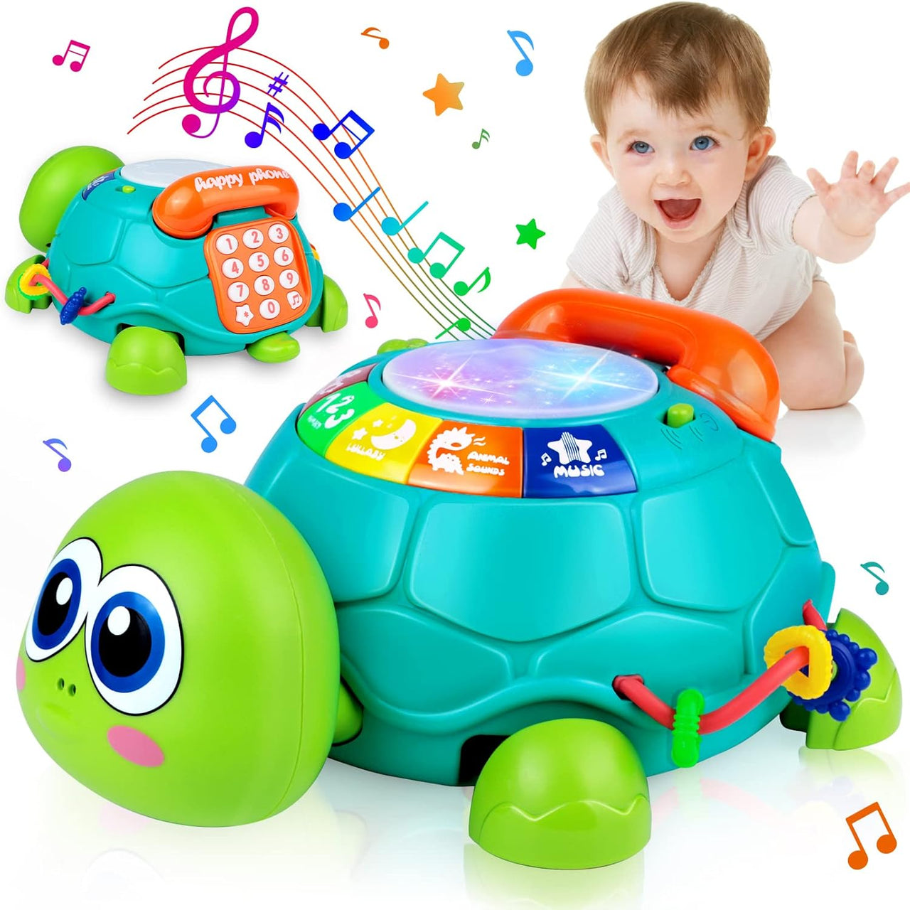 Multifunction Crawling Turtle Phone With Light And Sound