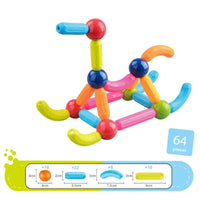 Thumbnail for 64 Pieces DIY 3D Model Magnetic Stick and Ball Construction Set
