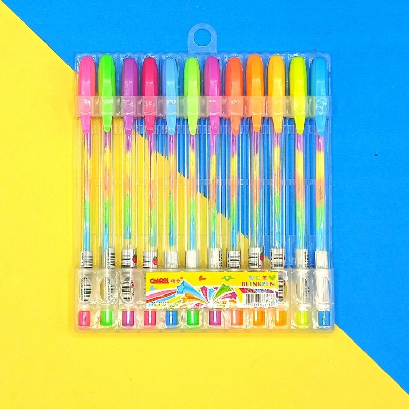 12 Pcs Rainbow Ballpen Blinkpen