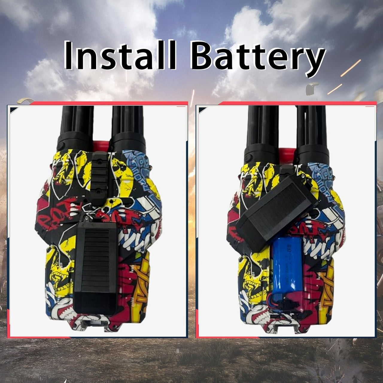 Rotating Barrels Gel Ball Machine Gun With Light