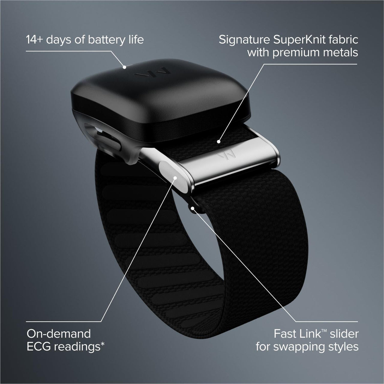 WHOOP Life MG Sensor + SuperKnit Luxe Band Wireless PowerPack