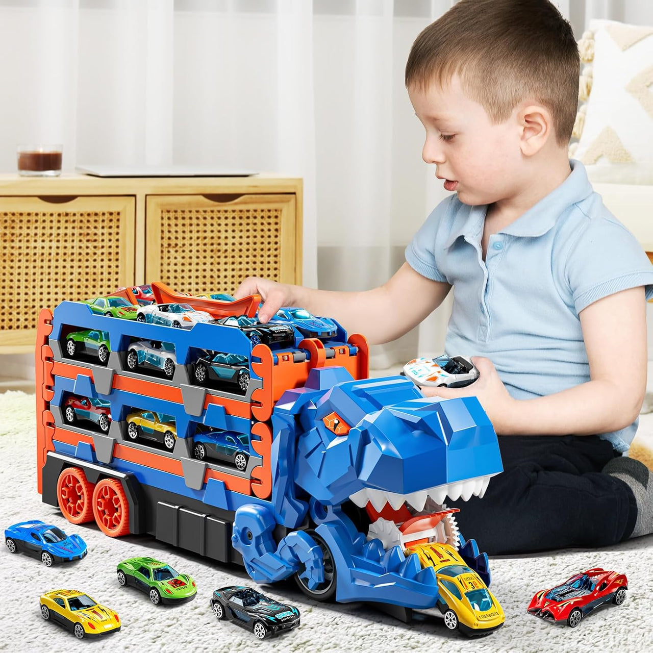 2 In 1 Dinosaur Transport Truck Track Set