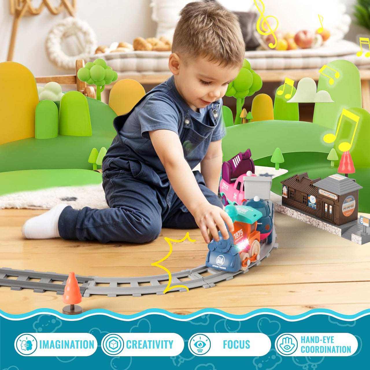 Magnetic Train Track Set With Light And Sound
