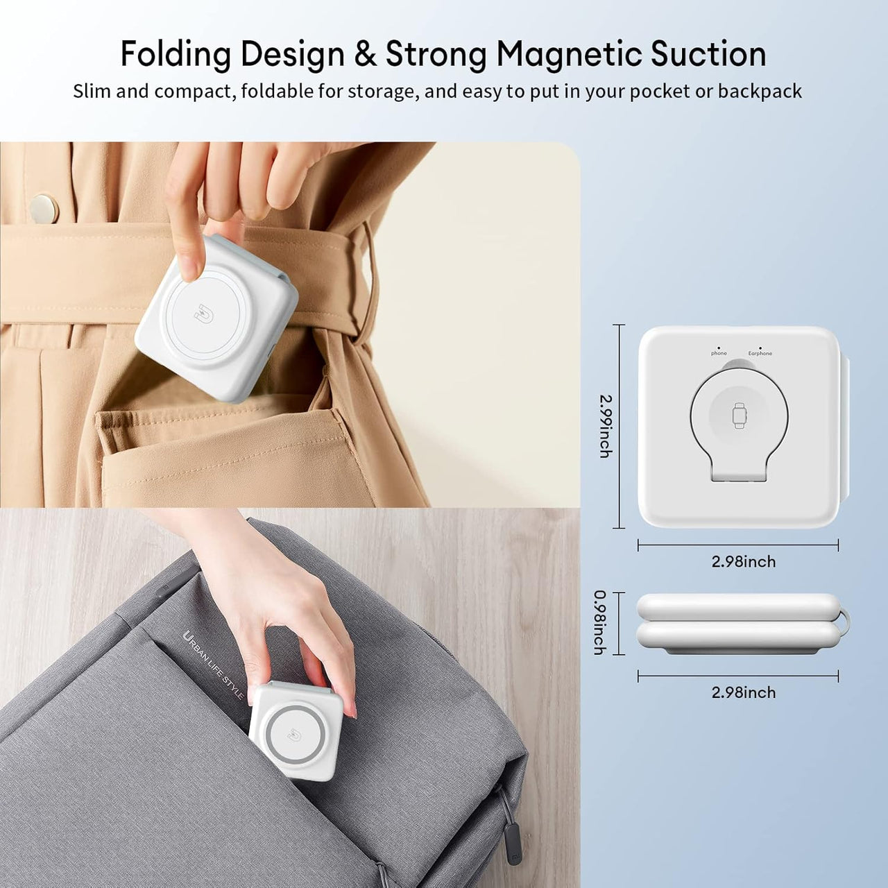 3-in-1 Foldable MagSafe Wireless Charging Pocket Size