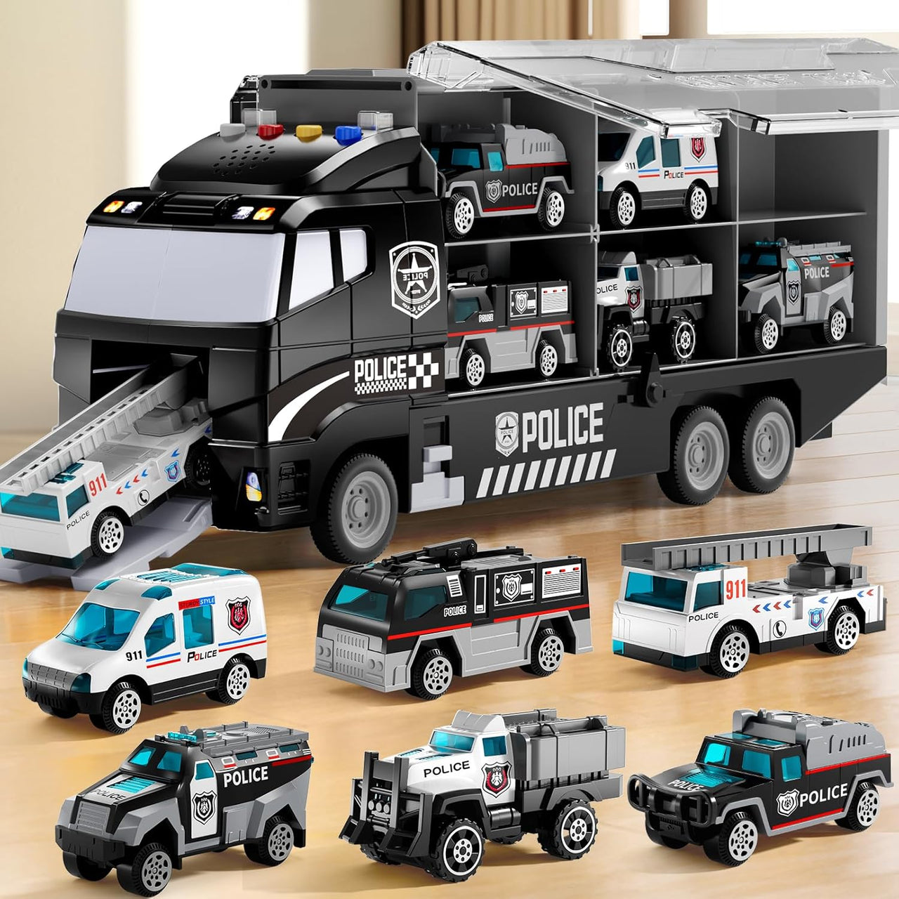 Multi-Function Storage Truck With Mini Police Vehicles