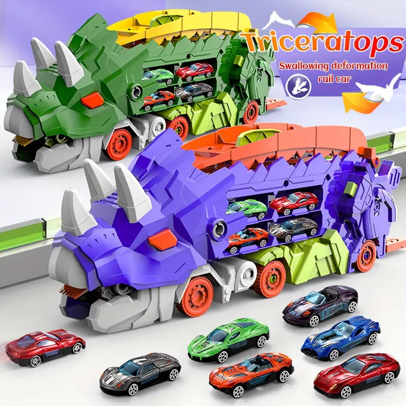 2 In 1 Dinosaur Transport Truck Track Set