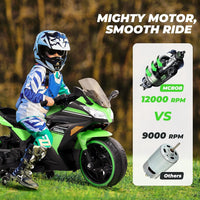 Thumbnail for 12V Kids Motorcycle with Training Wheels, Colorful Lights And Music