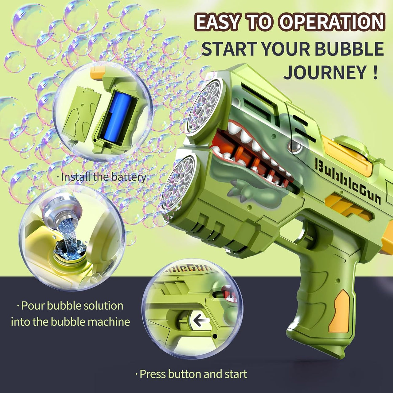 Automatic Dinosaur Bubble Machine 16 Holes