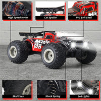 Thumbnail for High Speed Remote Control Off-Road Drift Car with Front And Roof LED Light