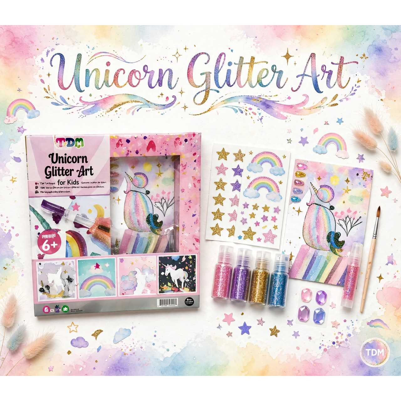 TDM Unicorn Glitter Art Set for Kids — hero