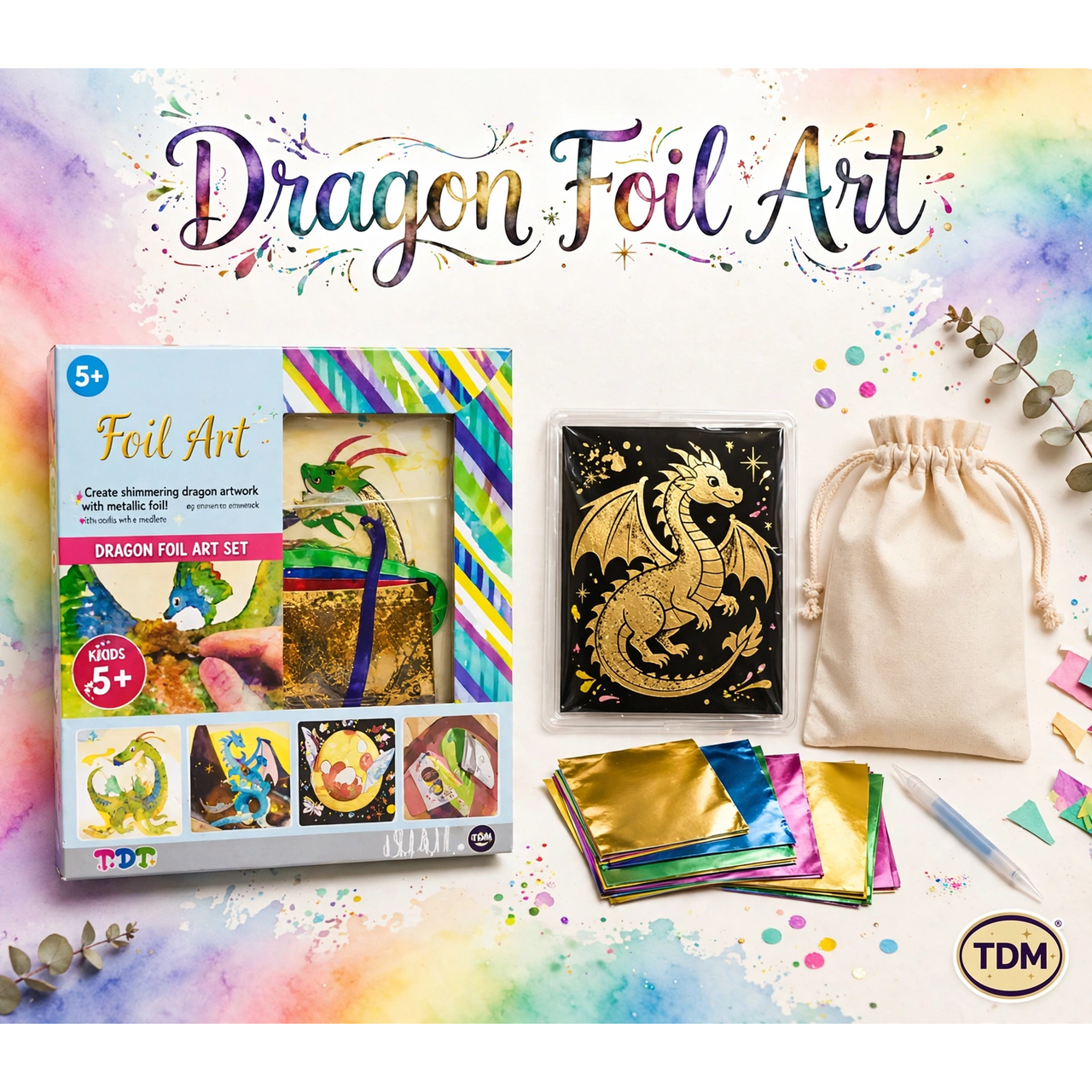 TDM Dragon Foil Art Set for Kids — hero