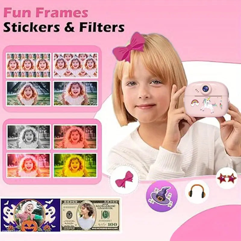 Multifunction Unicorn Instant Print Kids Dual Camera With VideoGraphy And Photography