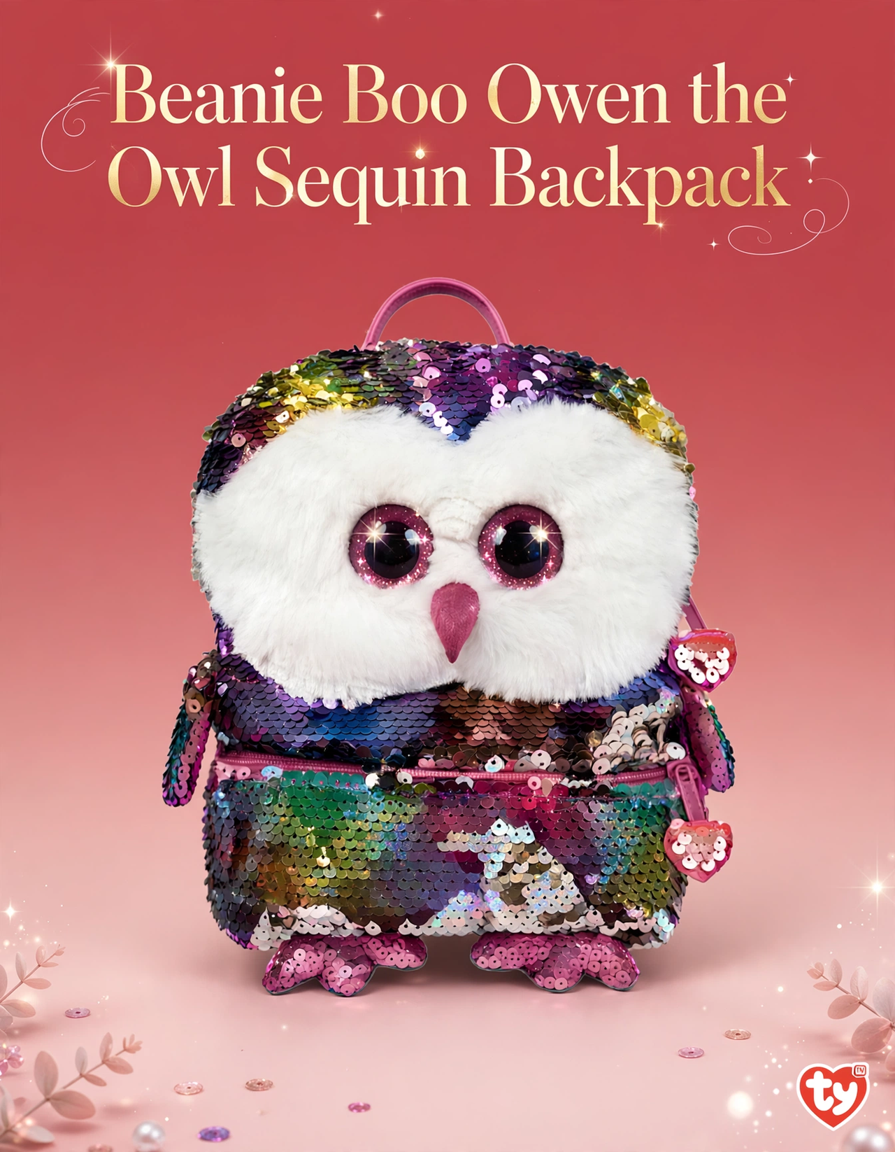 Ty Beanie Boo Owen the Owl Sequin Backpack