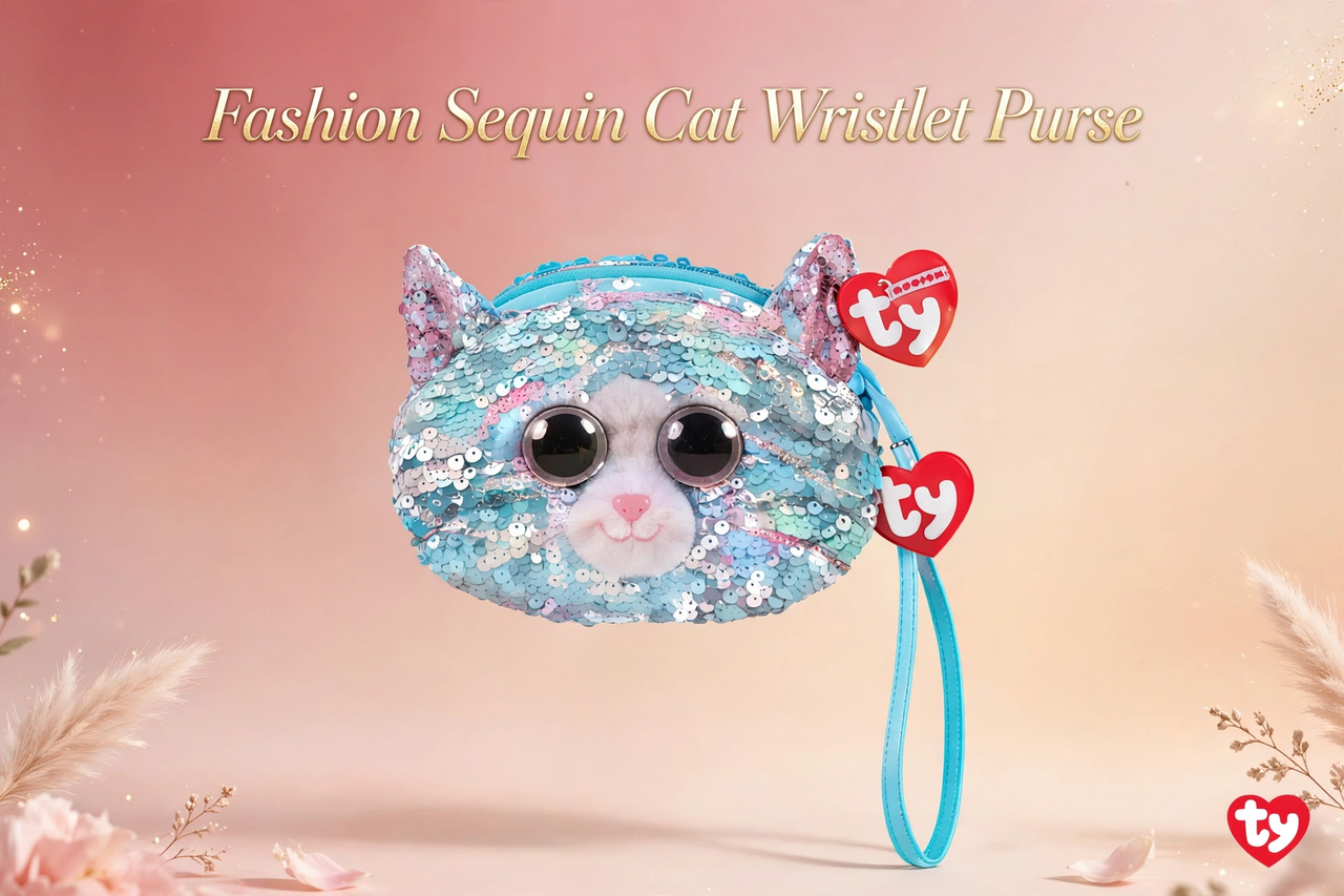 Ty Fashion Sequin Cat Wristlet Purse