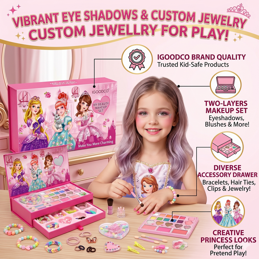 IGOODCO Princess Theme Two-Layer Beauty Makeup Set