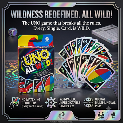 Multi Players UNO ALL WILD! Card Family Game by Mattel